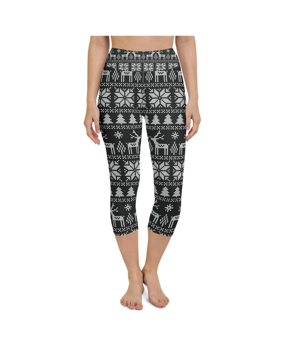 B&W Ugly Christmas Yoga Capris