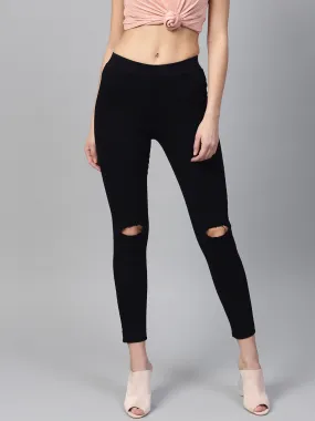 Black Knee Slit Jeans
