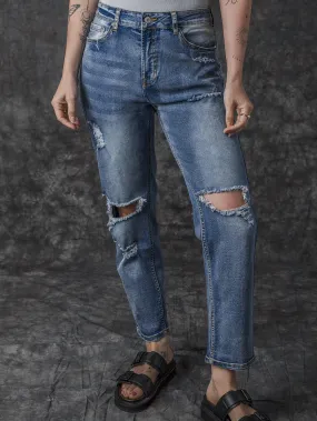 Boyfriend Fit Ripped Jeans