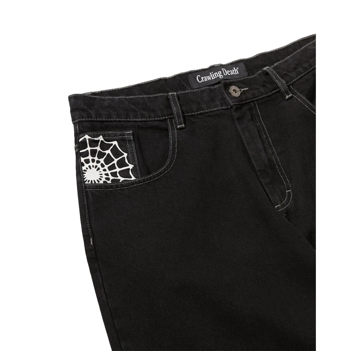Crawling Death  - Web Denim Jeans Washed Black