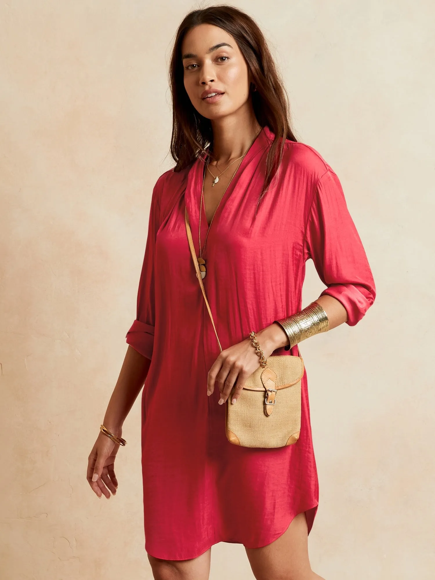 Essential Shift Dress in Red Sunset