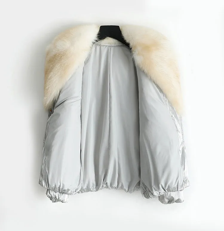 Genuine Fox  Fur Collar  Parka Down Jacket