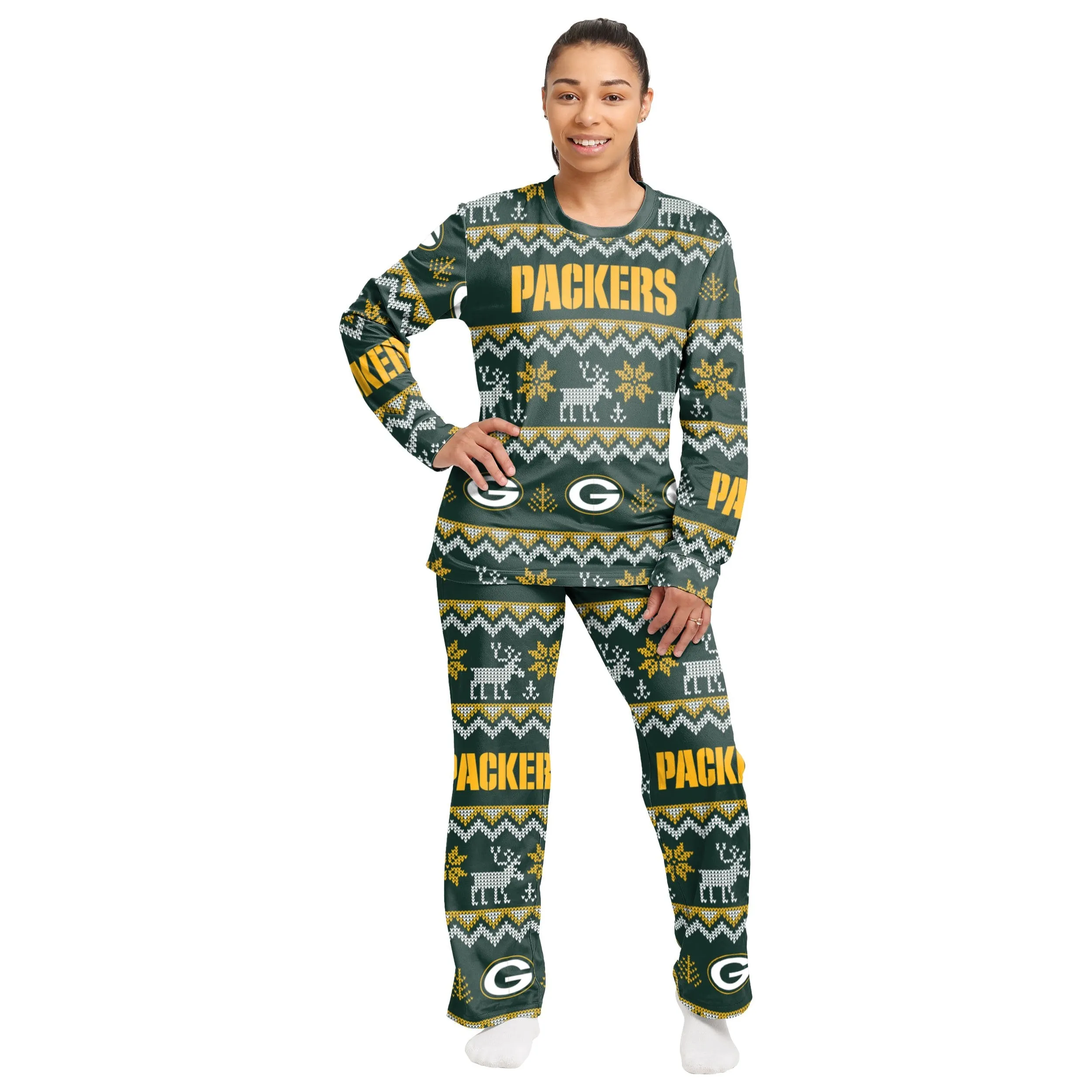 Green Bay Packers NFL Ugly Pattern Family Holiday Pajamas