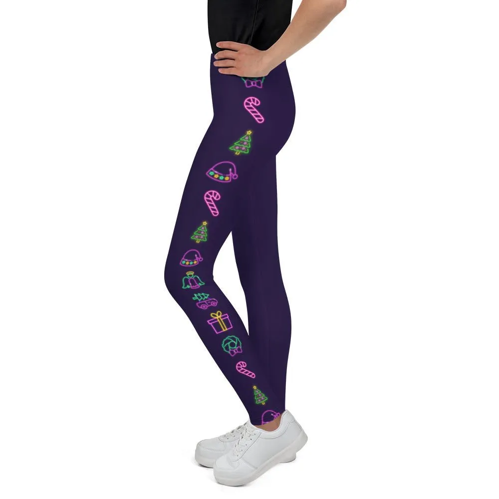 Neon Christmas Youth Leggings
