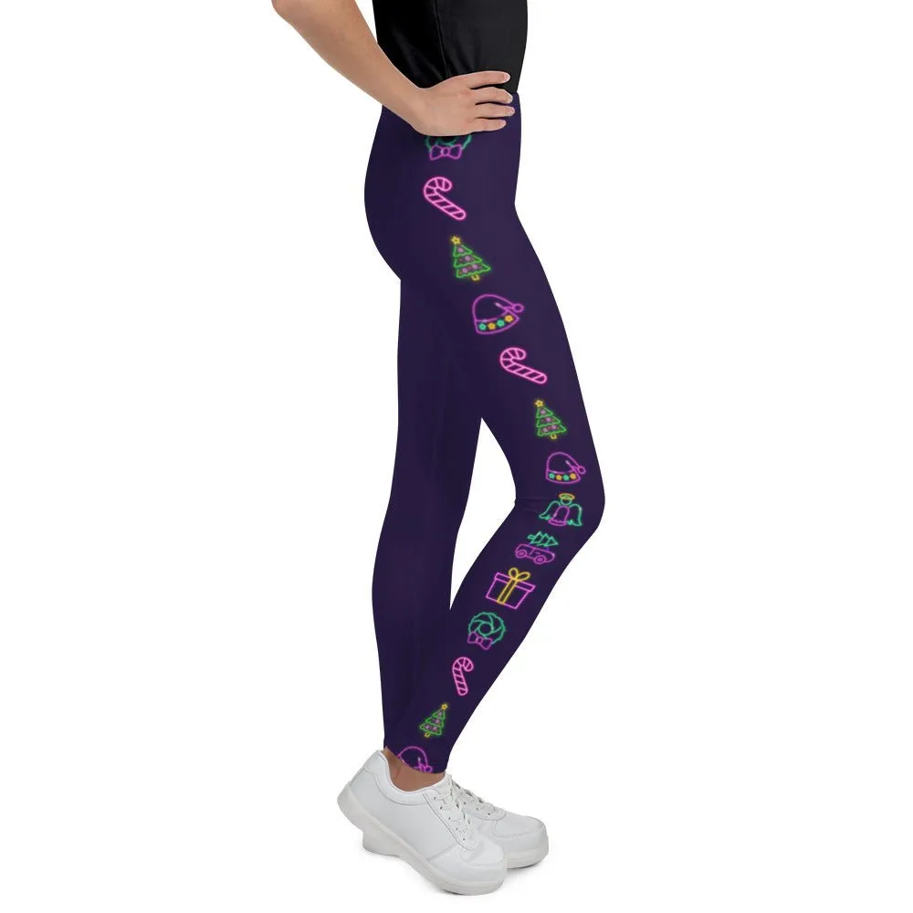 Neon Christmas Youth Leggings