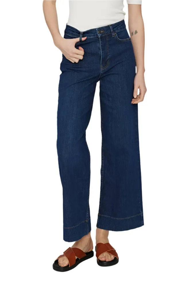 Numph Womens Paris Cropped Jeans Dark Blue