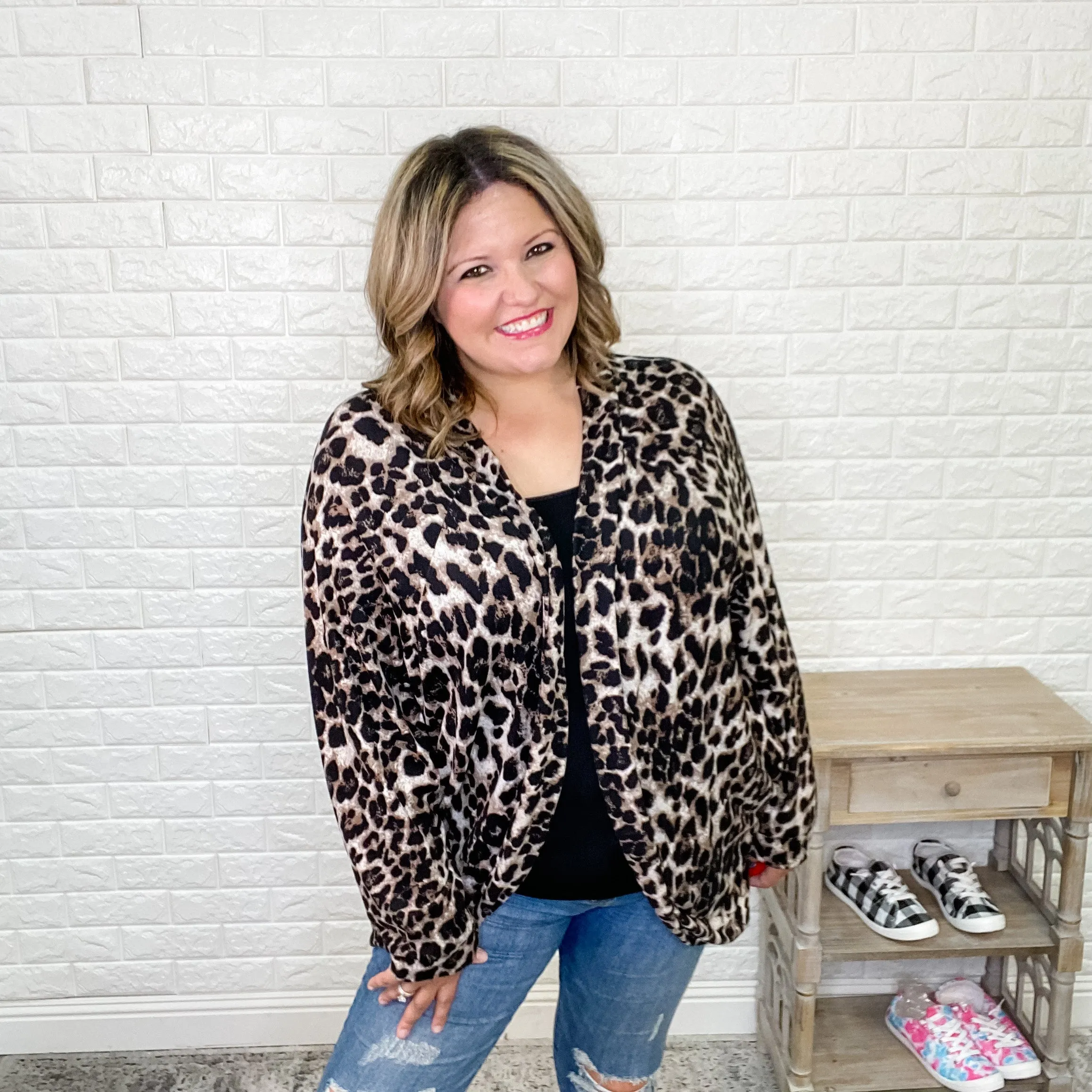 "Janie" Animal Print Cardigan (Mocha)