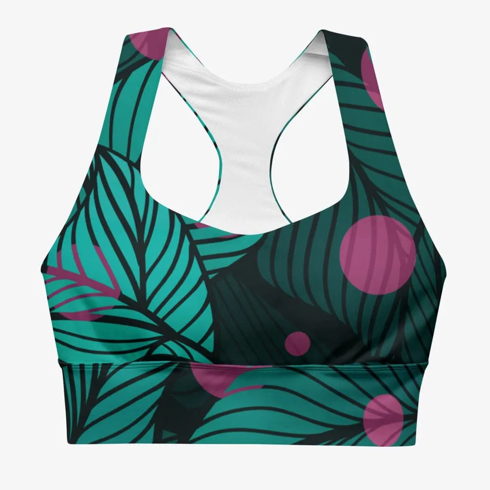 Recycled High Impact Bra "Fireflies" Green/Pink