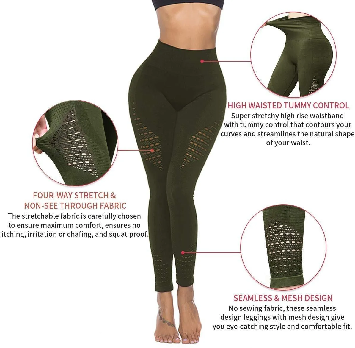 SEASUM Seamless Women's Form Fitting Hollow Yoga Pants