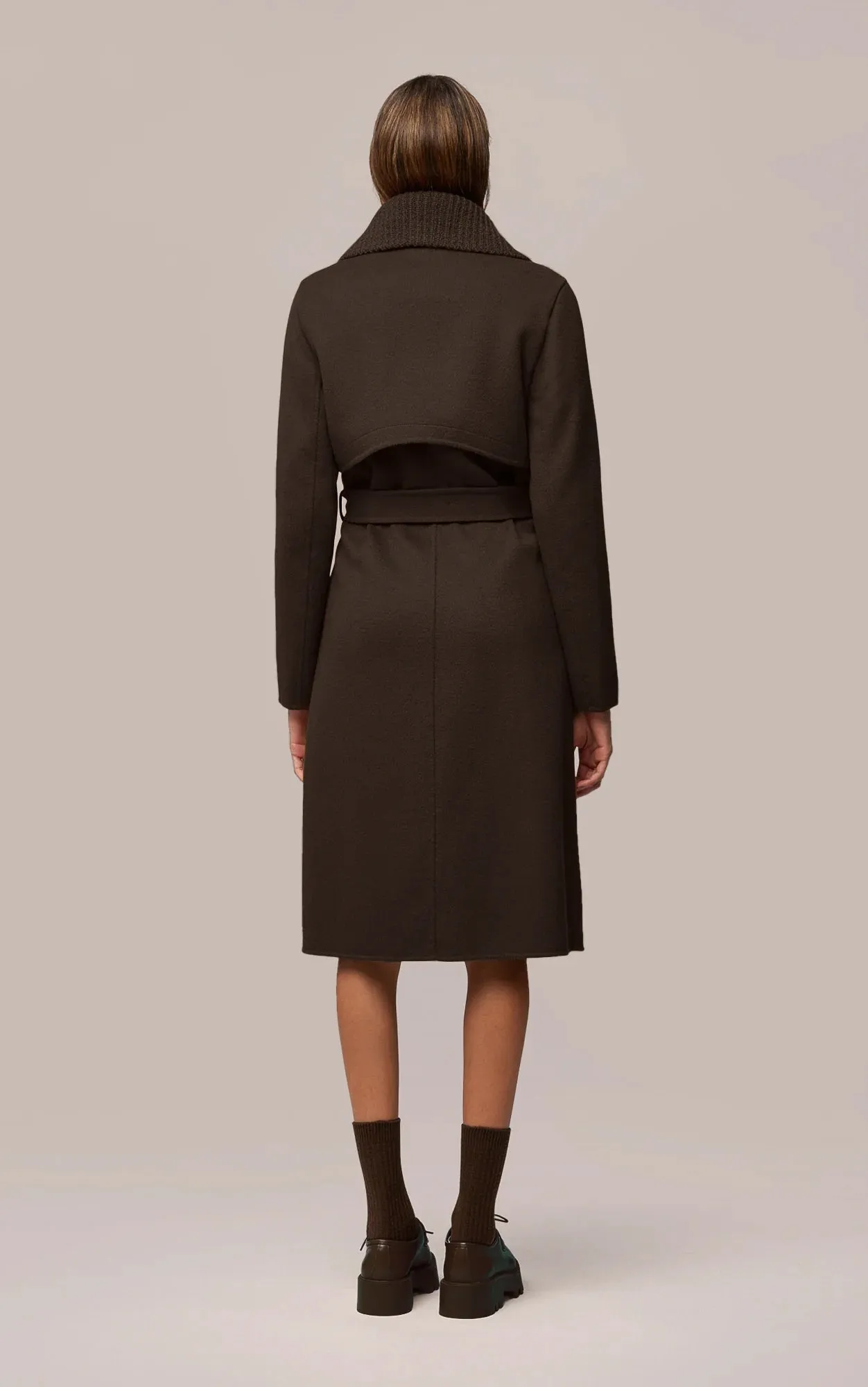 Soia & Kyo - Anna - Double-face Wool Coat with detachable chunky knit collar