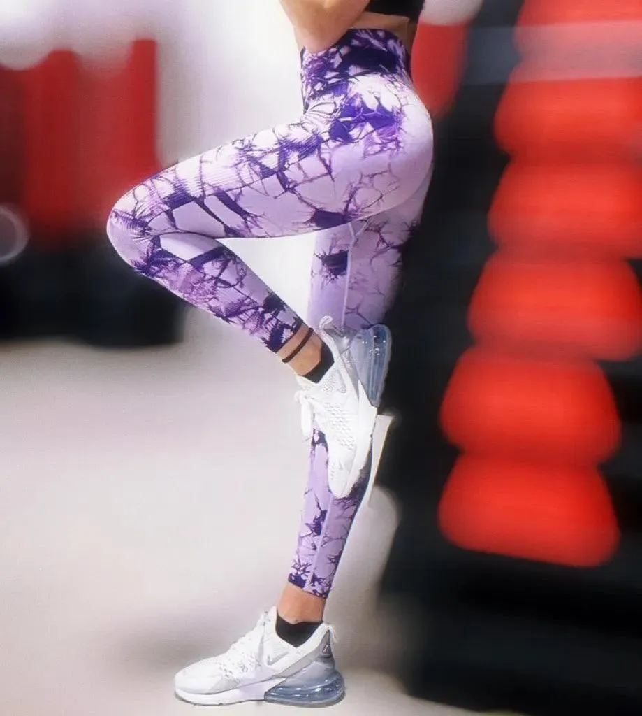 Trendy Tie-Dye Booty Lift Leggings: Stylish High Waist Yoga Pants