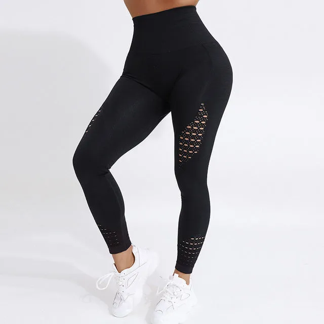 Wjczt New Push Up Seamless High Waist Leggings Women Workout Mesh Breathable Fitness Clothing Training Pants Female Dropship